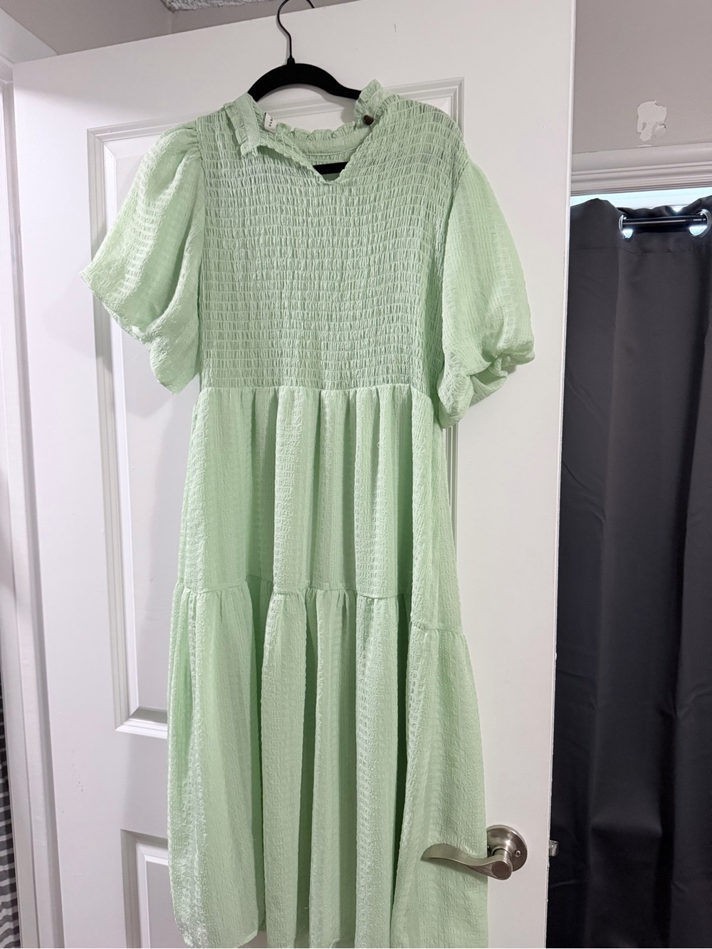 Pamela Love Smocked Tiered Maxi Dress in Mint Green